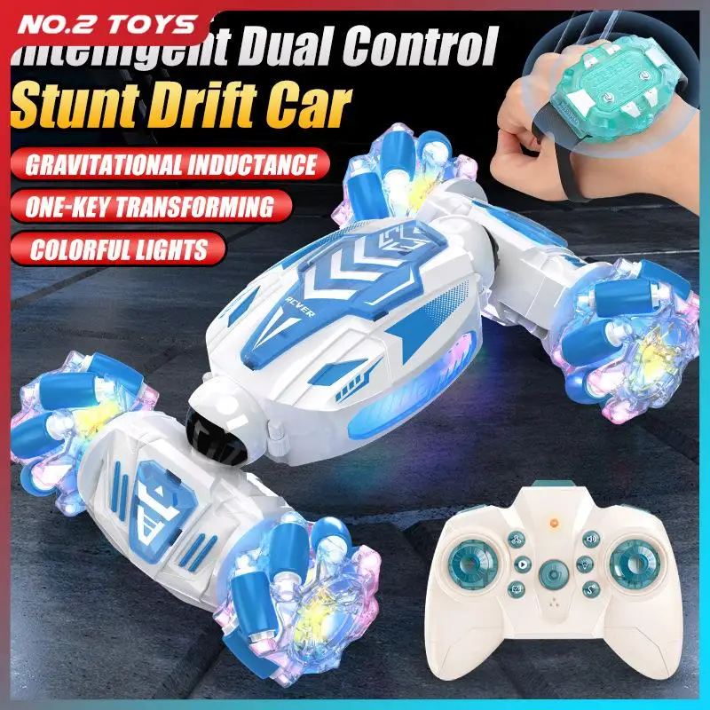 2.4G RC Twist Stunt Car with Lights Sounds Remote Control Drift Racing Car for Boys Dual Control Climbing Vehicle Cars Kids Toys