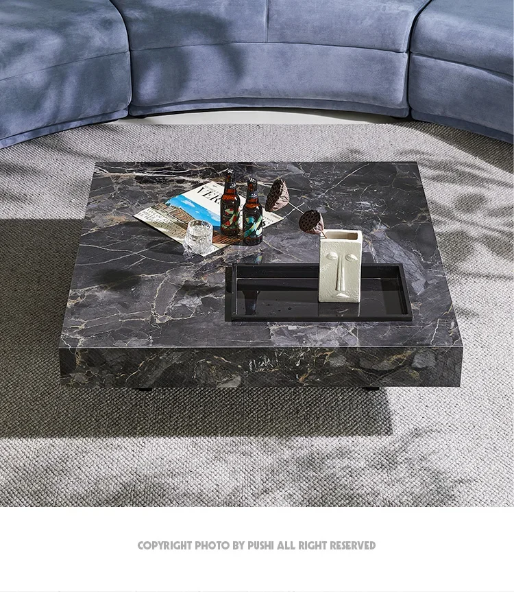 Nordic Modern Minimalist Stone Plate Small Apartment Square Tea Table