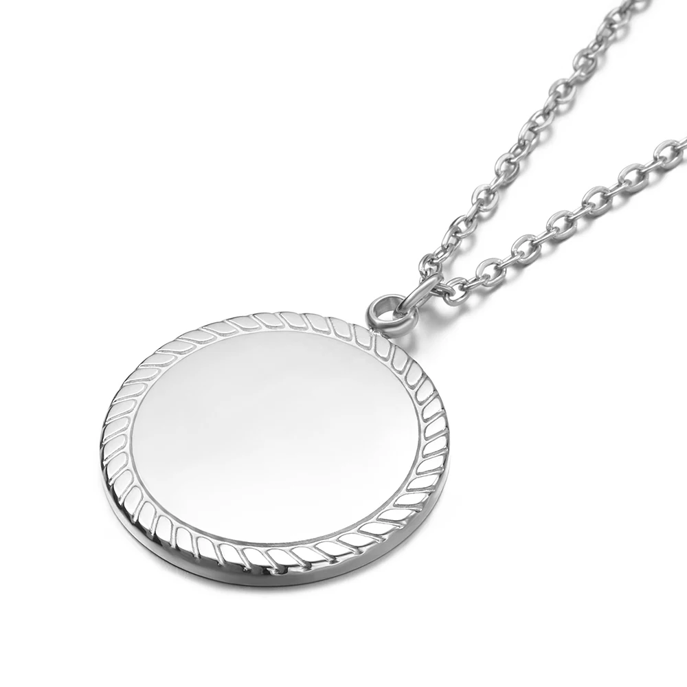 10pcs/Lot Stainless Steel Mirror Polish Round Discs Pendant Necklaces For DIY Women Men Lovers Jewelry Gifts 50cm