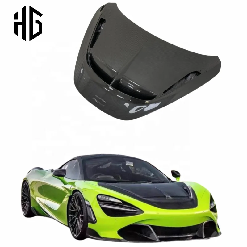 

Factory Wholesale V Style Car Bonnet Hood For Mclaren 720S Glossy Carbon Fiber Front Bumper Engine Hood Covers Body Kit