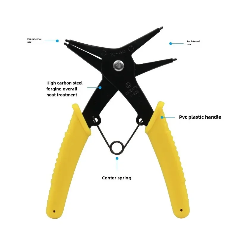 1pc 2 in 1 Double-Purpose Circlip Pliers Inside Outside Circlip Pliers Spring Disassembling Retainer Ring Pliers