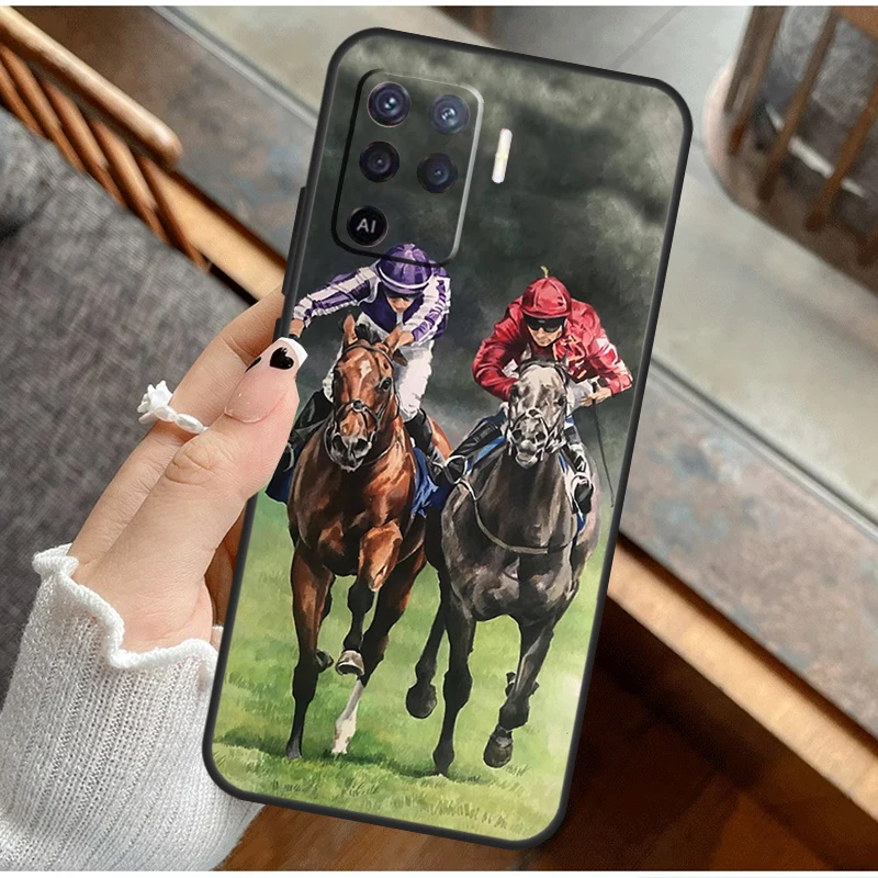 Horse Racing For OPPO A57s A54s A53s A17 A57 A77 A31 A5 A9 A96 A76 A15 A16 A52 A72 A78 A93 A74 A94 Case