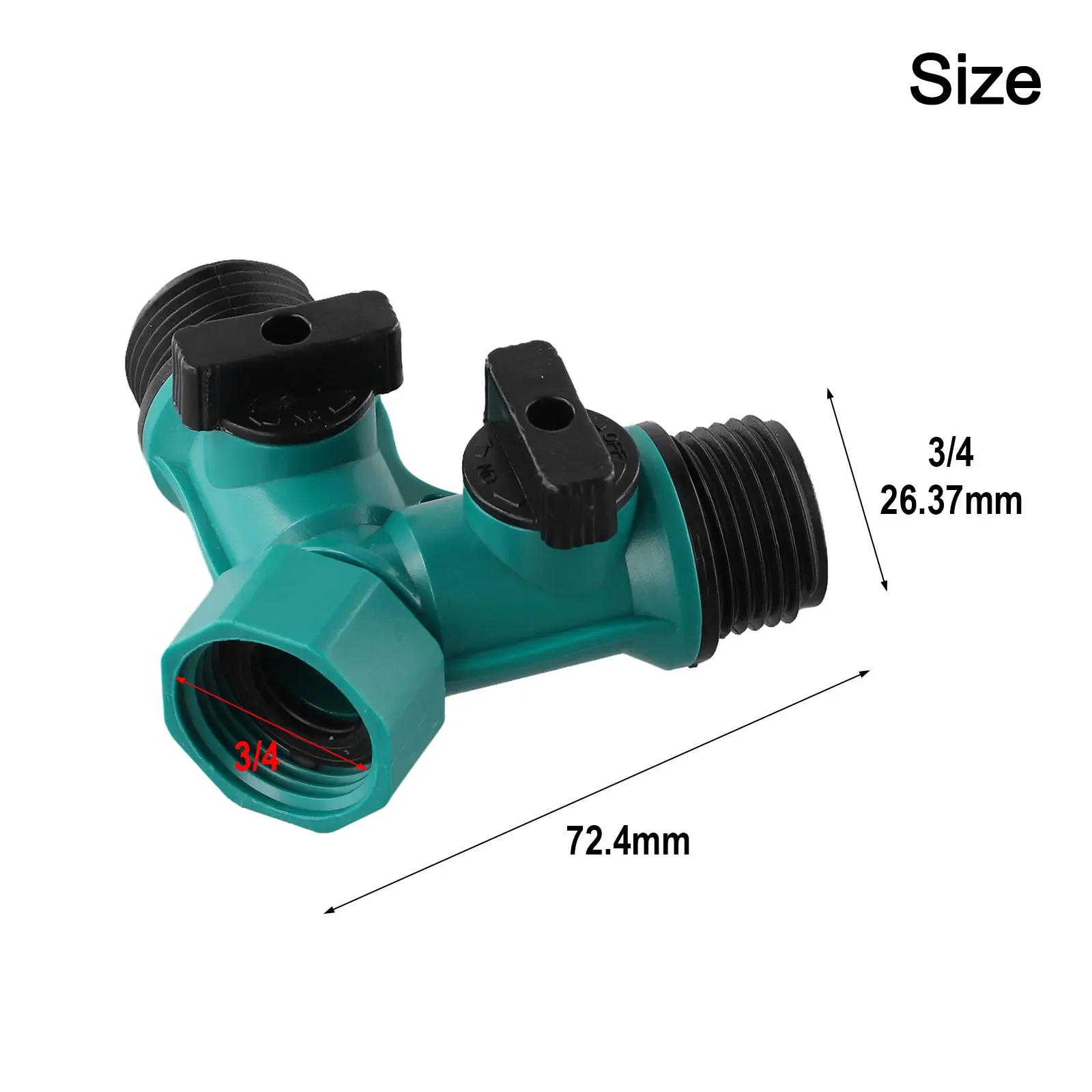 2 Way Y Shape Garden Water Splitter for Outdoor Faucet with ABS Body and Dual Rotary Valves for Individual Hose Control