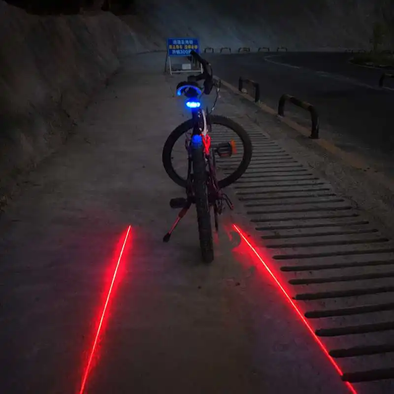 Beam Bike Logo Waterproof Rear Bicycle Tail Light 2 Laser+5 LED Red Lamp 4 Flashing Model Night Safety Warning Accessory