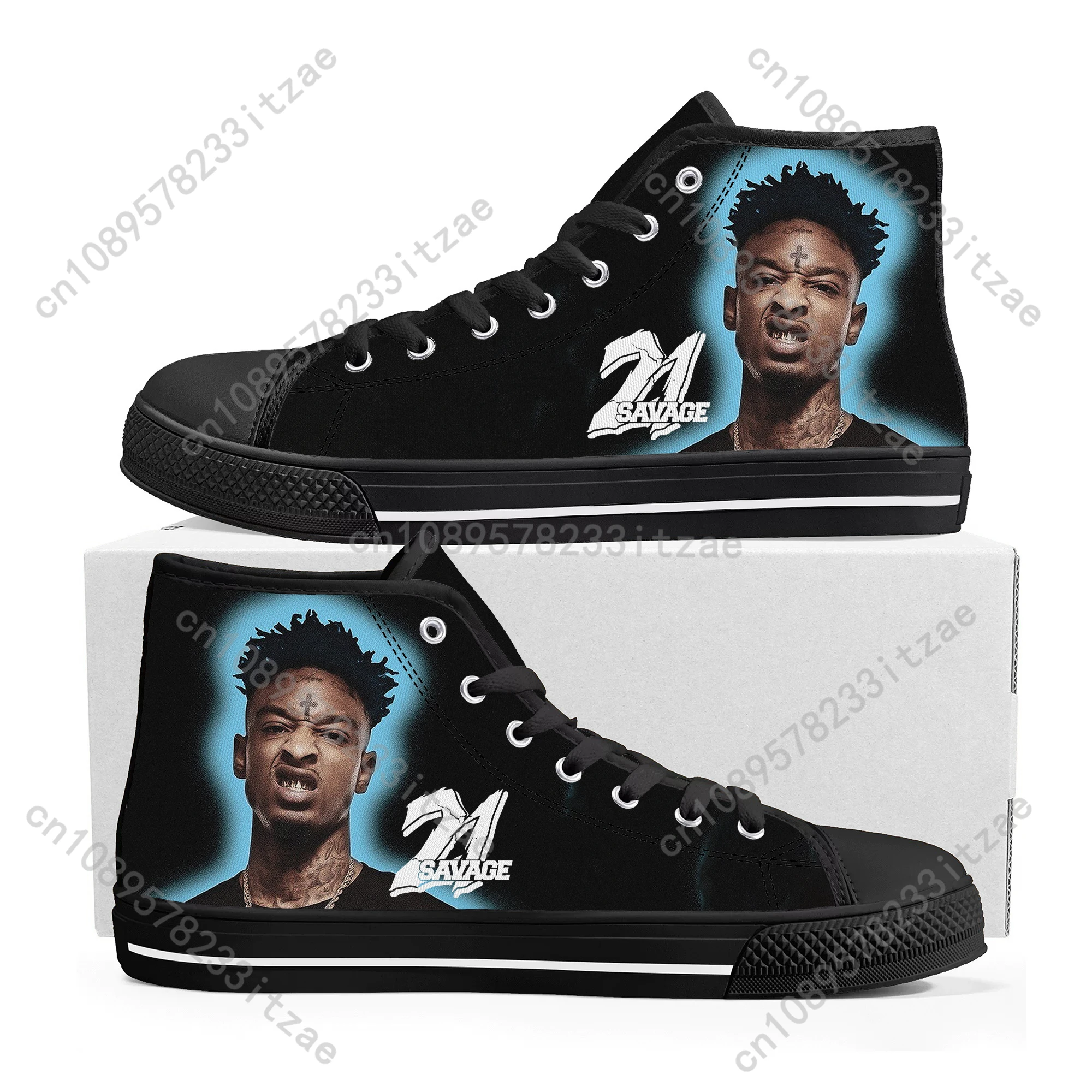 Rapper 21 Savage shoes High Top Sneakers Mens Womens Teenager High Quality Canvas Sneaker couple Casual Shoe Customize Shoes