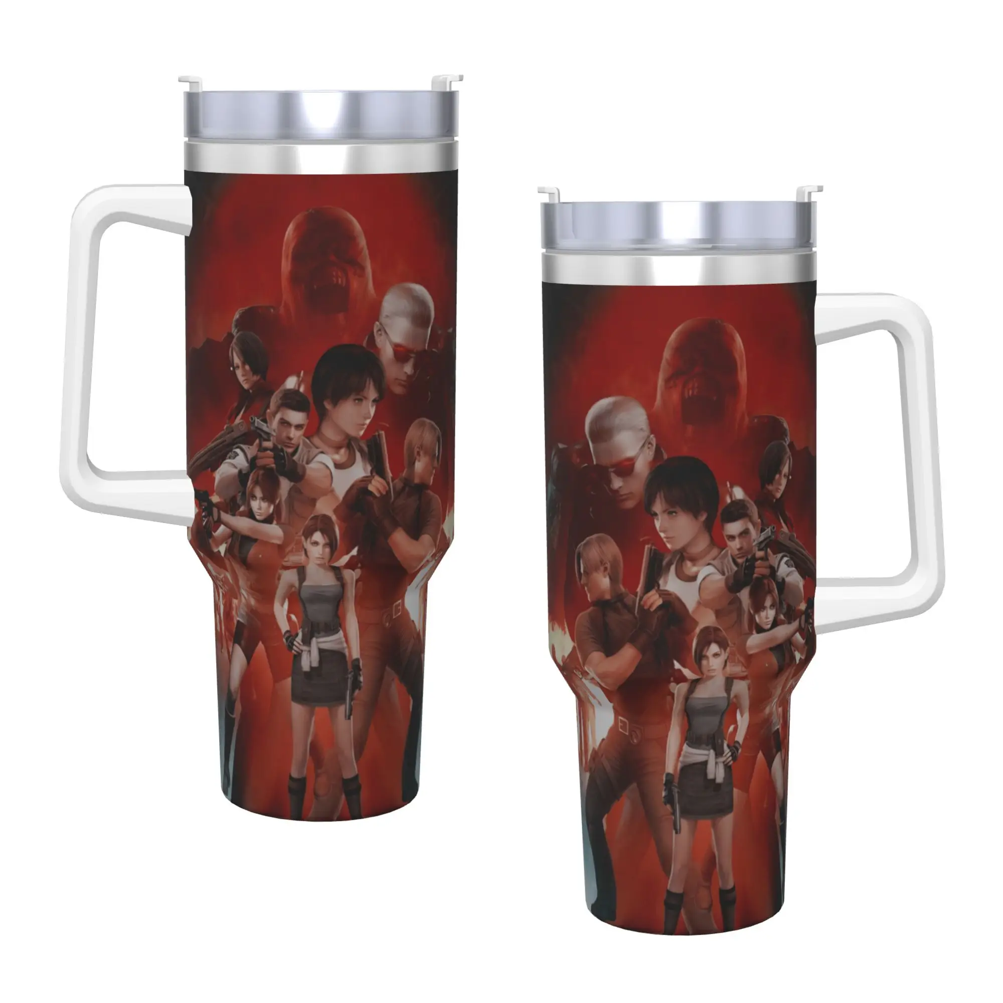 Resident Evils  Stainless Steel Tumbler  Travel Thermal Mug With Straws and Lid Large Car Mugs Cold and Hot Water Bottle