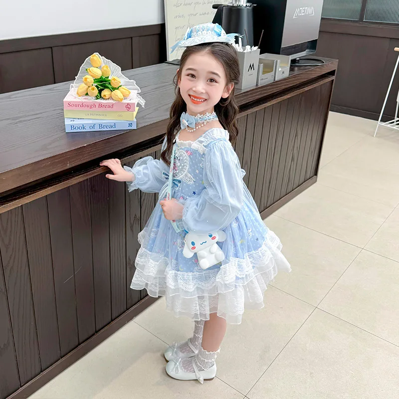 Mädchen Herbst Lolita Prinzessin Kleid neue Sanrios Cinna moroll Langarm Tutu Mesh Kleid Halloween Party Kleid Cosplay Kostüm Geschenk