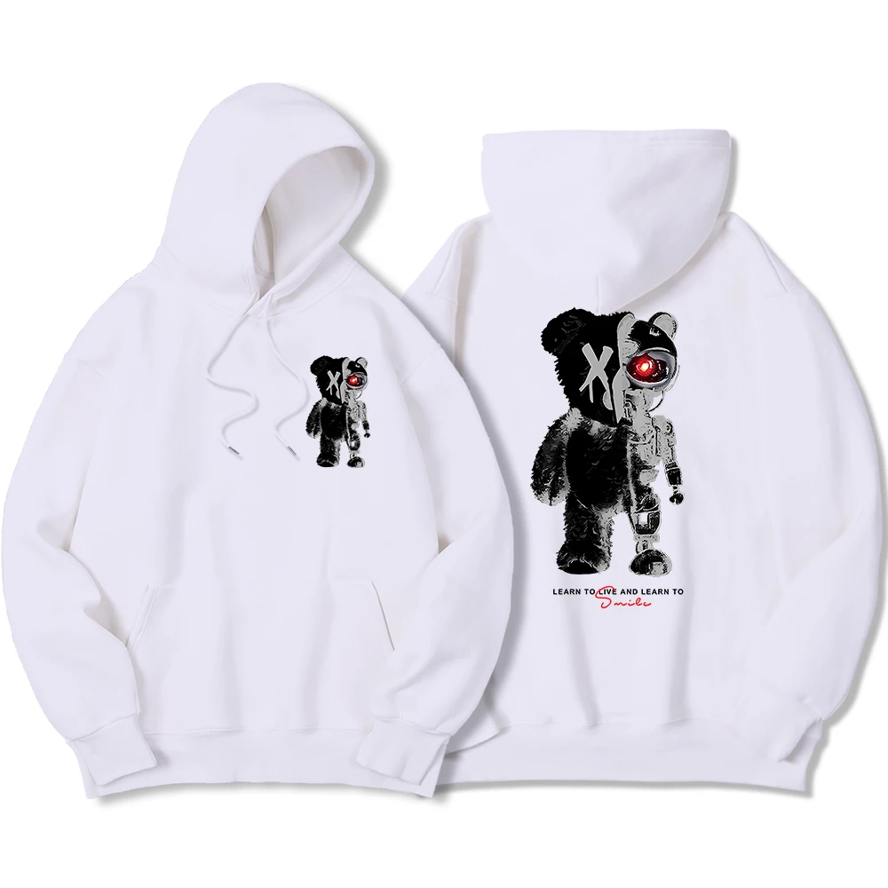 Half A Teddy Bear, Half A Robotic Bear Women Hoodie Vintage Oversize Hoody High Quality Sweatshirt Street Autumn Female Clothes