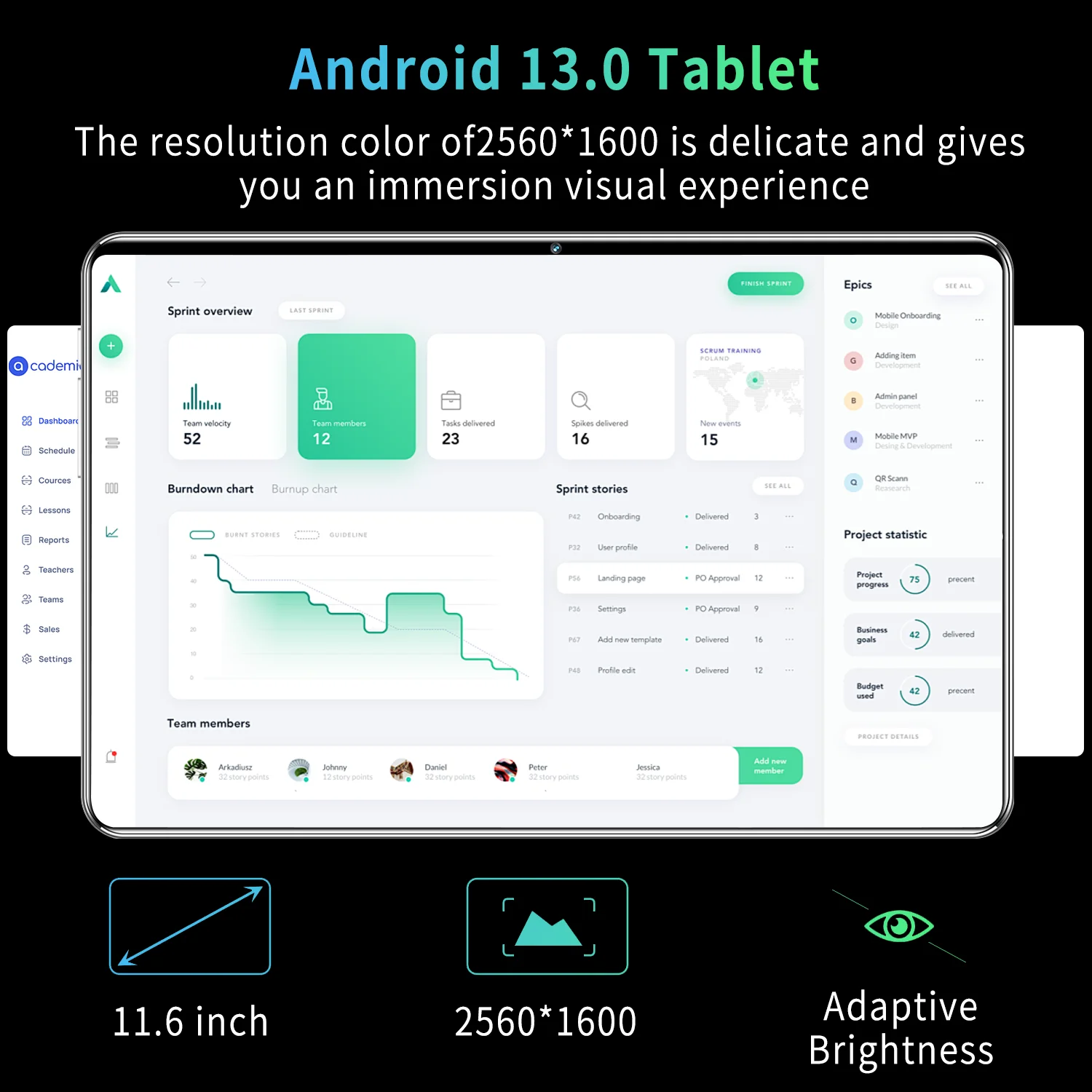 Tableta Original con Android 13, pantalla táctil de 11,6 pulgadas, GPU, Quad Core, 16MP, 32MP, Dual SIM, HD, 16GB de RAM, 1TB de ROM, 12000mAh