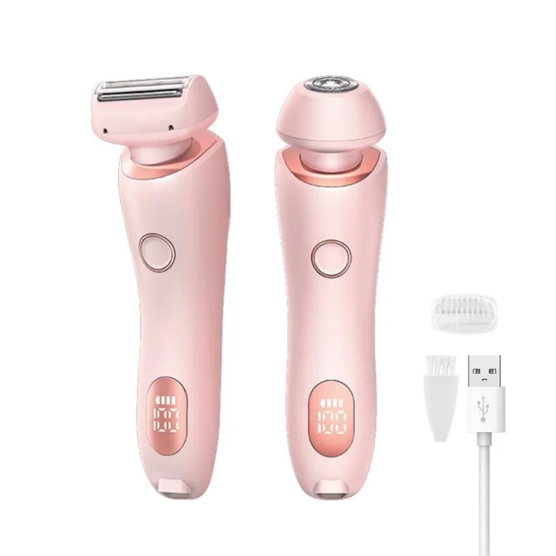 

Электробритва 2-в-1 для женщин: триммер для зоны бикини с двойной головкой, безболезненная бритва для тела и удаления волос на лице, для подмышек, ног и лица