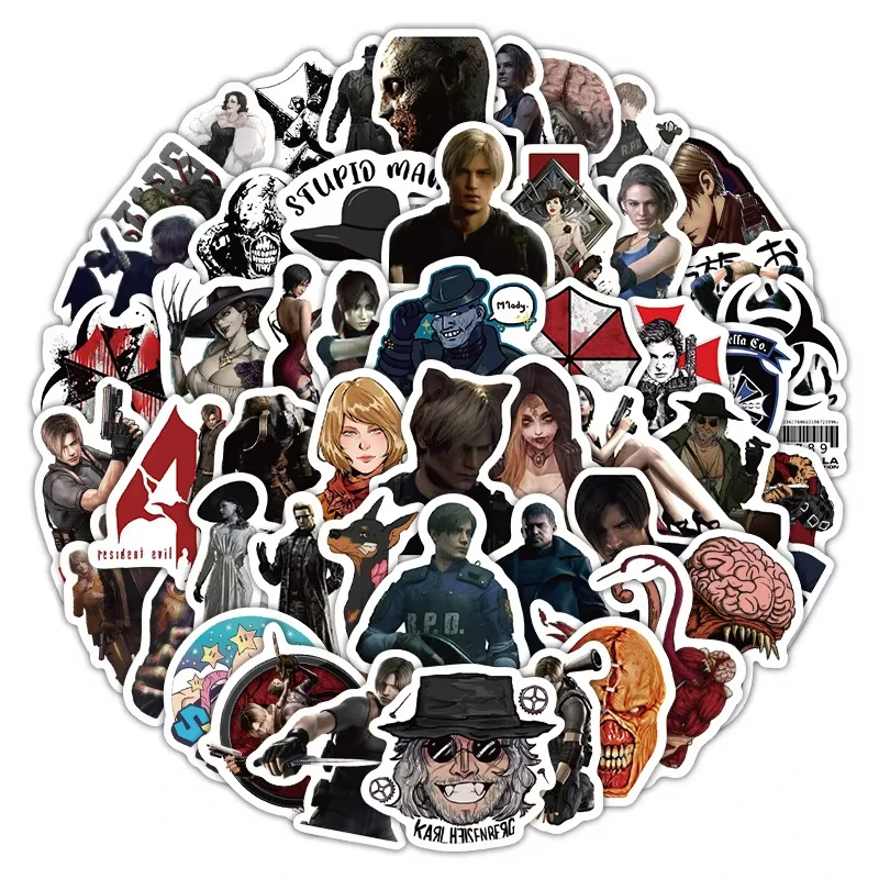 60 autocollants Resident Evil, autocollants graffiti, autocollants DIY pour journal, coque de téléphone, scrapbooking fait main, autocollants esthétiques