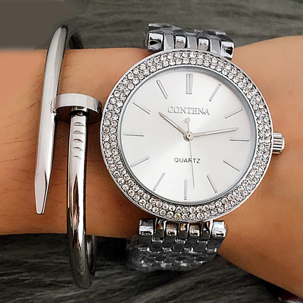 New Women's Wrist Watch 2025 Luxury Brand Contena Ladies Quartz Watch Full Stainless Steel Female Clock Wristwatches Reloj Mujer