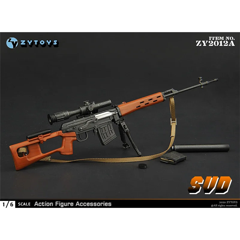 ZYTOYS 1/6 Scale SVD Sniper Rifle Plastic Finished Model For 12inch Action Figure Soldier Army  Display Collection
