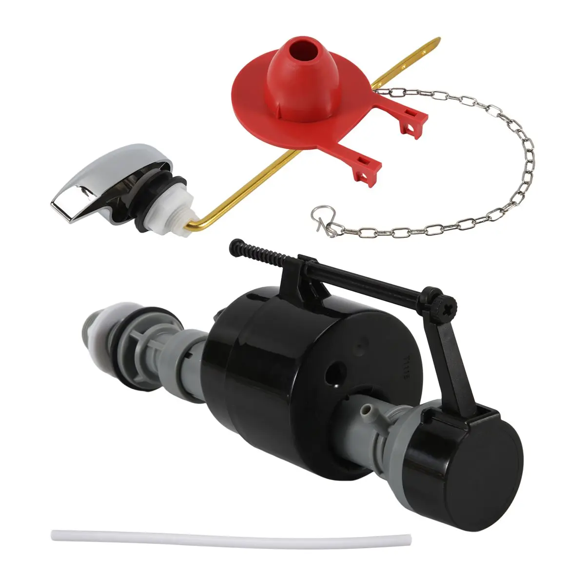 (A02R] Universal Toilet Flusher Replacement Adjustable Fill Valve,Flapper & Brass Handle Lever-Complete Inside Tank Repair Kit