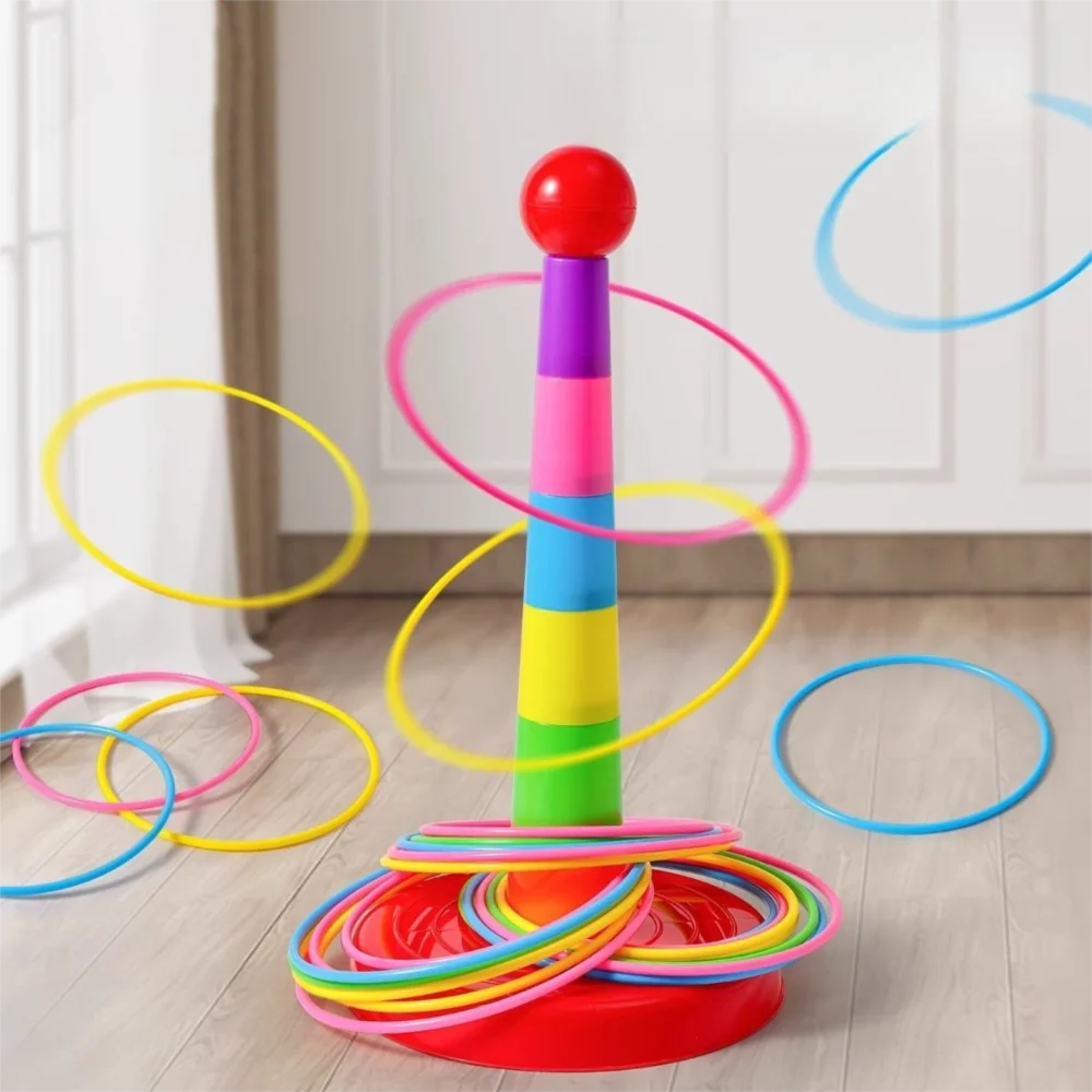 Nuevo juego interactivo de círculo de lanzamiento, educación temprana, capas de apilamiento, virola, juguetes apilados, aro colorido, juguetes para lanzar anillos para niños