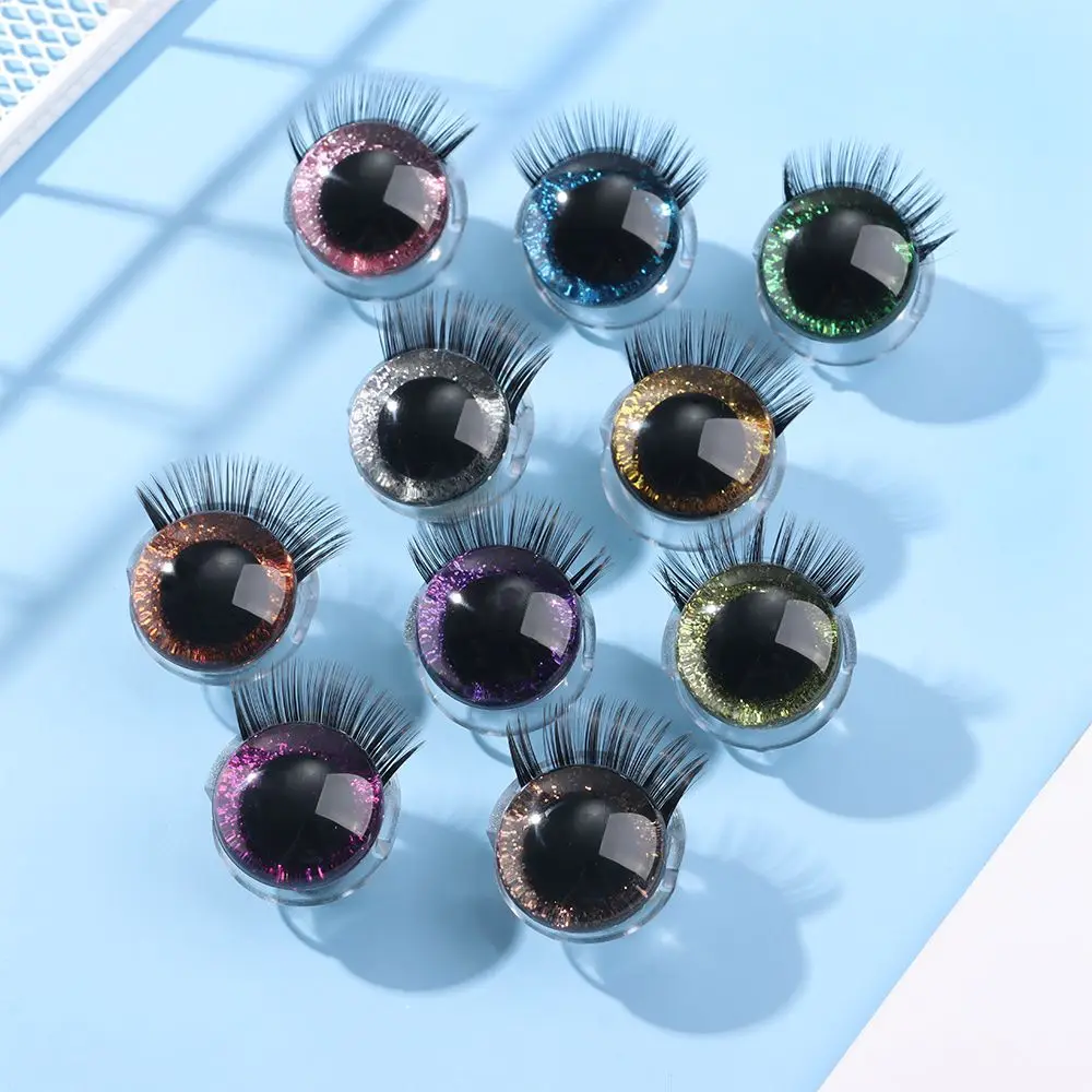 1Pair 3D Glitter Safety Eyes With Eyelash For Toys Puppet Crochet Plastic Safety Toy Eyes 20mm Plastic Doll Eyeball