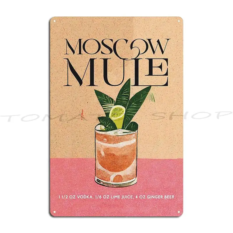 Póster Retro de Moscow Mule, Placa Metálica Decorativa para Pared de Club, Decoración Divertida, Letrero de Metal