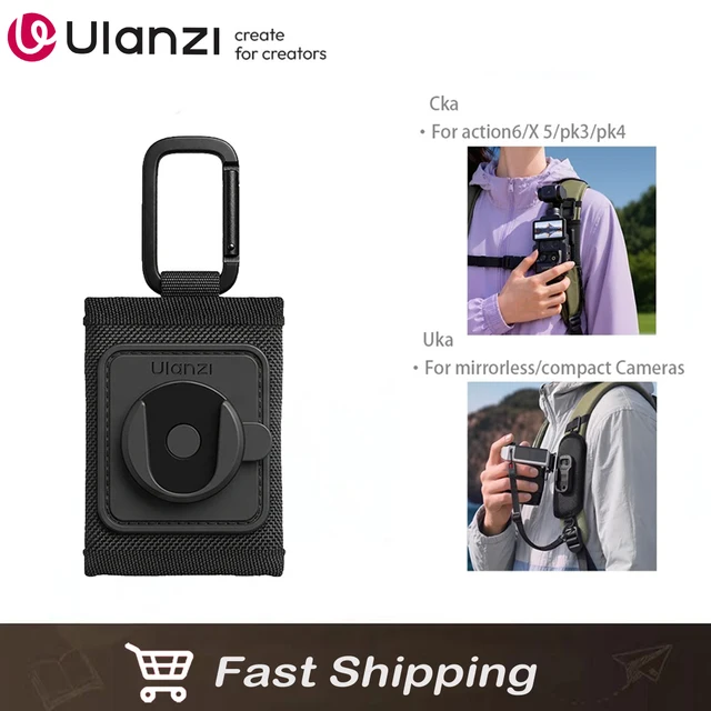 Suporte de Mochila Ulanzi CA01 com Liberação Rápida para DJI Osmo Action 6/X 5, Câmeras Compactas SONY, FUJI, Cannon para Viagens, Vlogs e Caminhadas