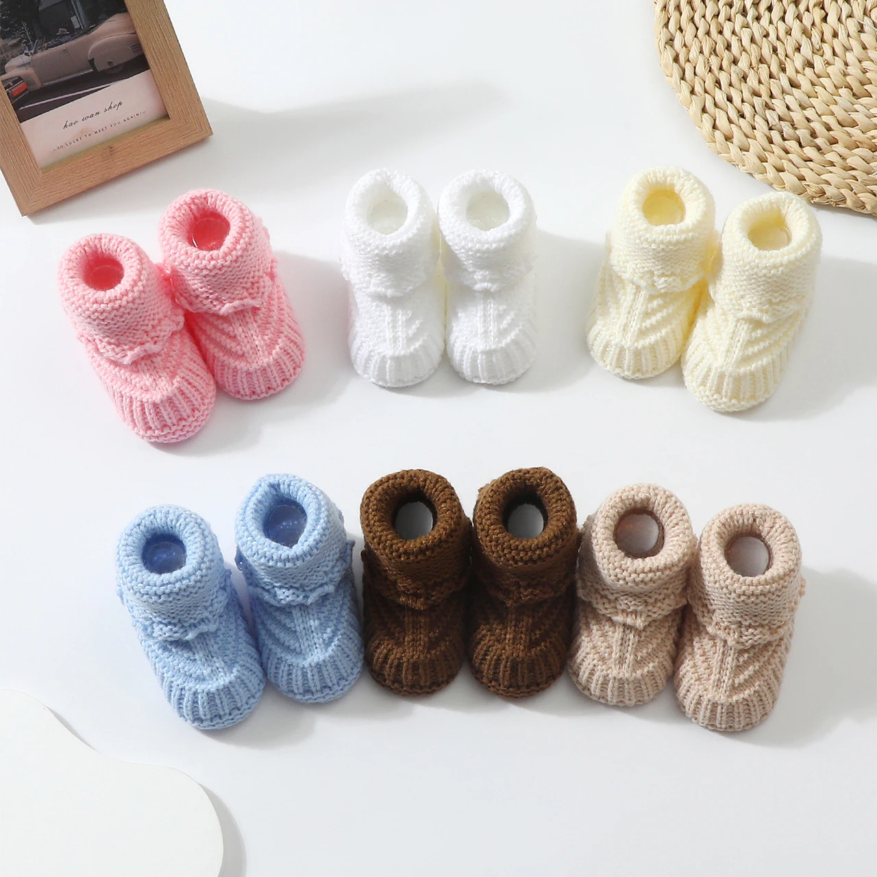 Winter Baby Knit Socks Home Warm Foot Covers Thicken Woolen Infant High Top Boot Soft Bottom Newborn Learning Walking Shoes
