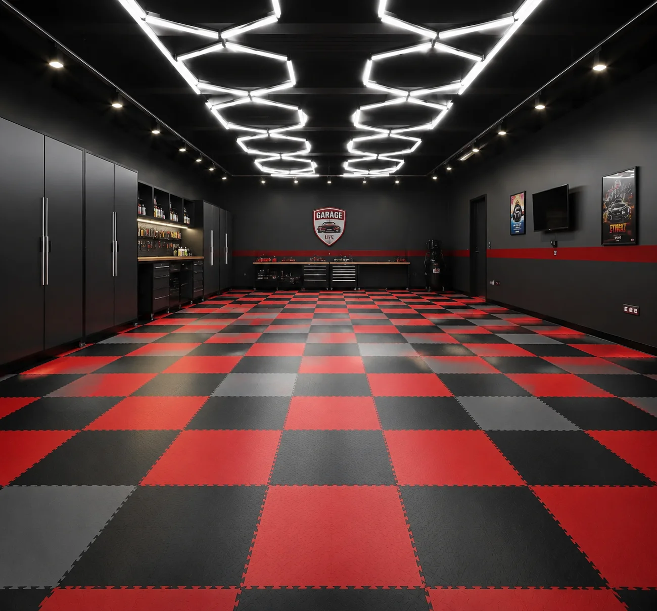 PVC Interlocking Floor Tiles Strong Bearing Capacity Garage Warehouse Floor Tiles