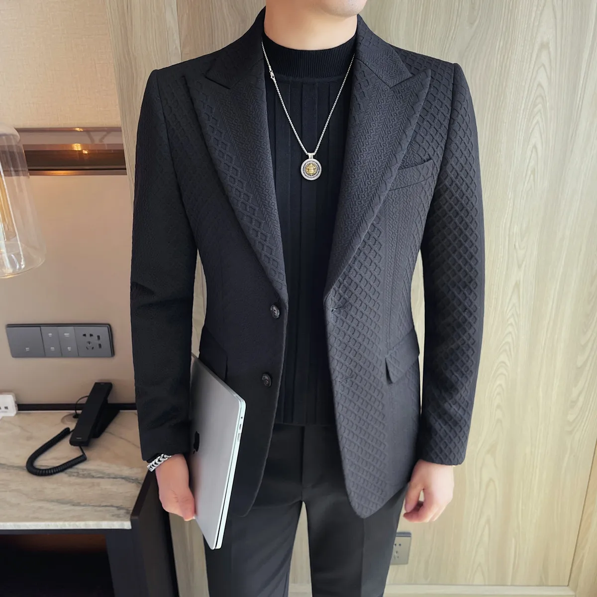 

Autumn Winter Single Breasted Wedding Suit Jacket for Men Business Casual Slim Fit Blazers Banquet Party Social Suit Jackets