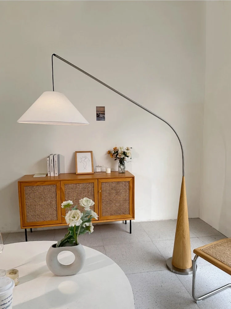 Modern Creative Minimalist Walnut Fishing Floor Lamp Living Room Bedroom Bedside Lamp Study Art Home Decoration Led Floor Lights