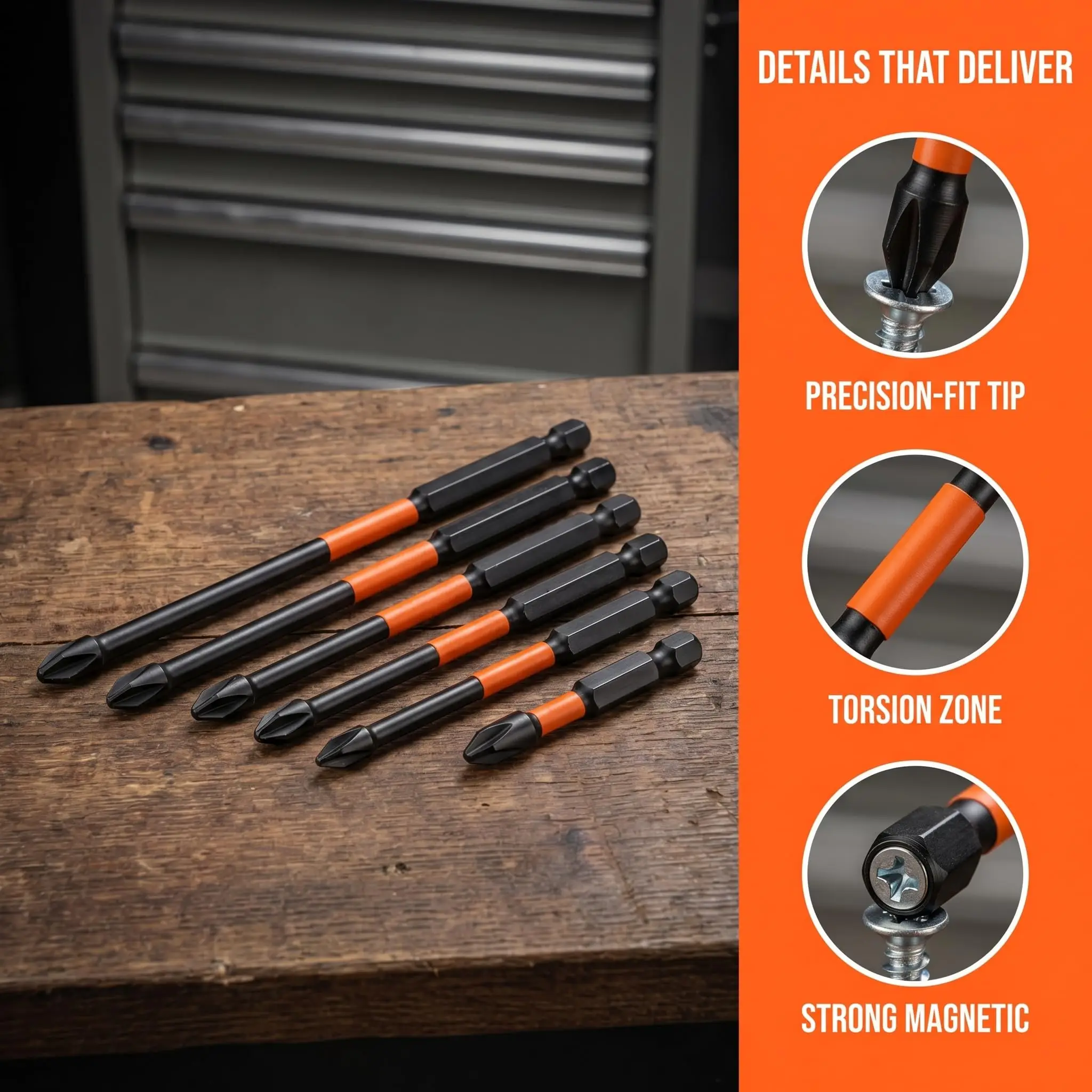 PH2 Phillip Bit Magnetic Impact Driver Bit High-torque TS2 Steel PH2 Screwdriver Bit with Magnetic Tips for Impact Drivers Drill