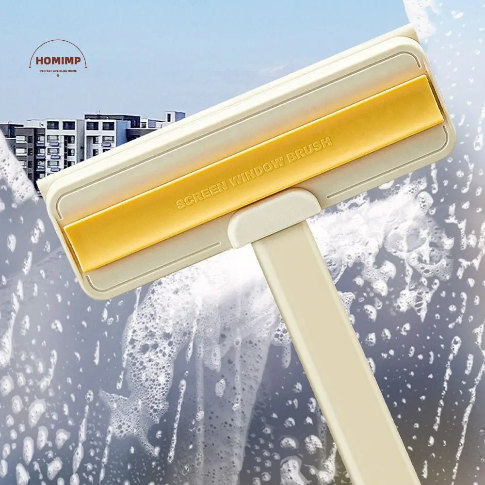 

2 in 1 Long Handle Screen Brush Scratch-Free Adjustable Head Squeegee Wiper Replaceable Window Mesh Scraper Window Cleaning
