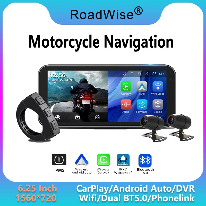 

Roadwise F832 Navigation Motorcycle Waterproof Apple Carplay Display Screen Portable Motorcycle Wireless Android Auto Monitor