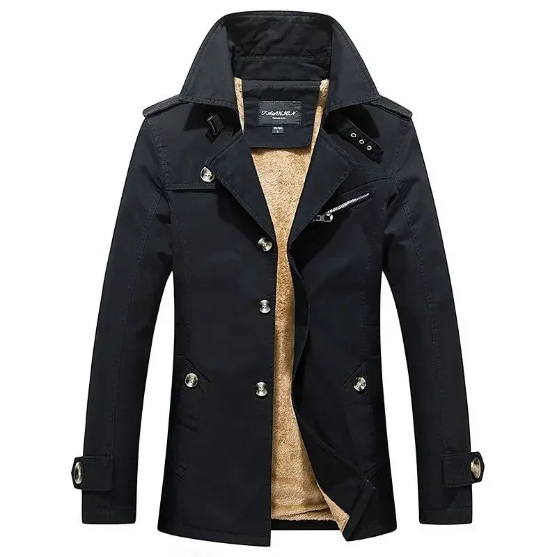 Heren Casual Bovenkleding Klassiek Lange Jas Dikke Warme Jassen Merk Heren Kleding Heren Windjack Nieuwe Fleece Mannen Lange Trenchcoats