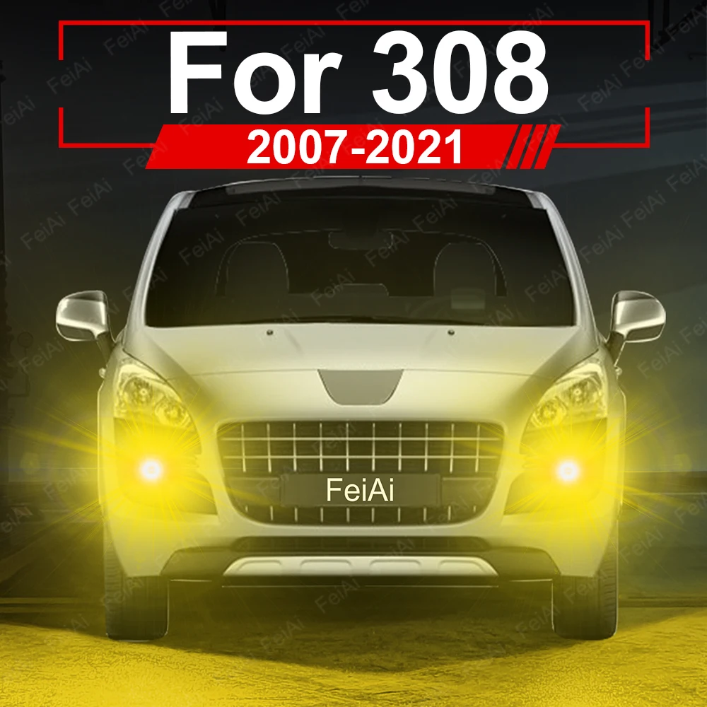 

Front LED Fog Lights For Peugeot 308 SW CC 2007 2008 2009 2010 2011 2012 2013 2014-2021 Flashing LED Fog Light Dual Color Yellow