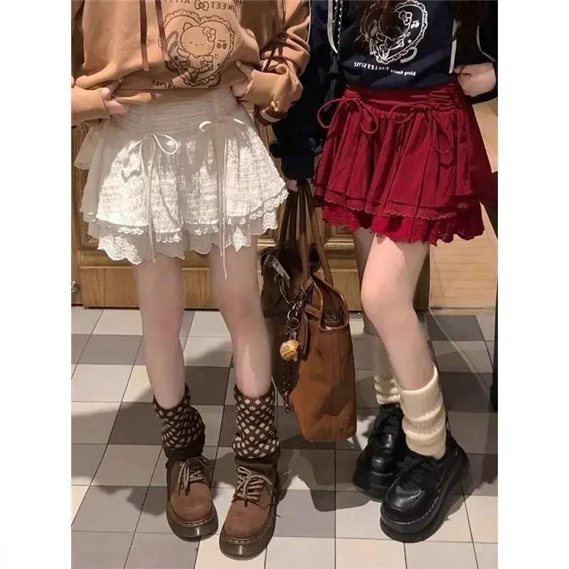 

Cute Bowknot Lace Mini Skirt Women's Half Body Anti Exposure Spring Summer New Style Sweet Style Short Skirt Fashionable Women's