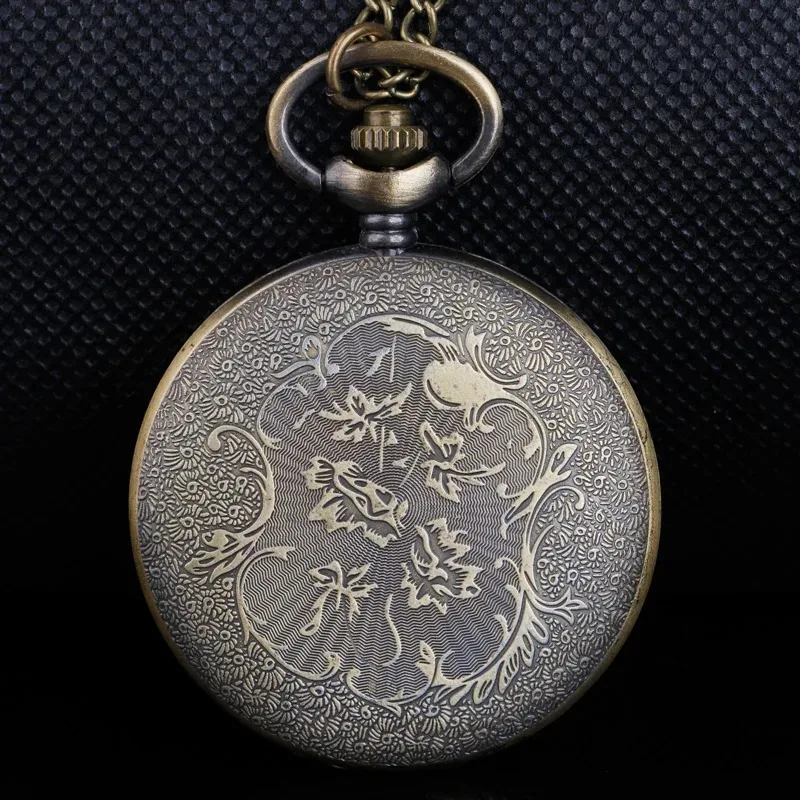 خمر 1913 النمط الغربي عربة تنقش ساعة جيب كوارتز Steampunk من البرونز قلادة الرومانية الرقمية الهاتفي قلادة عملية