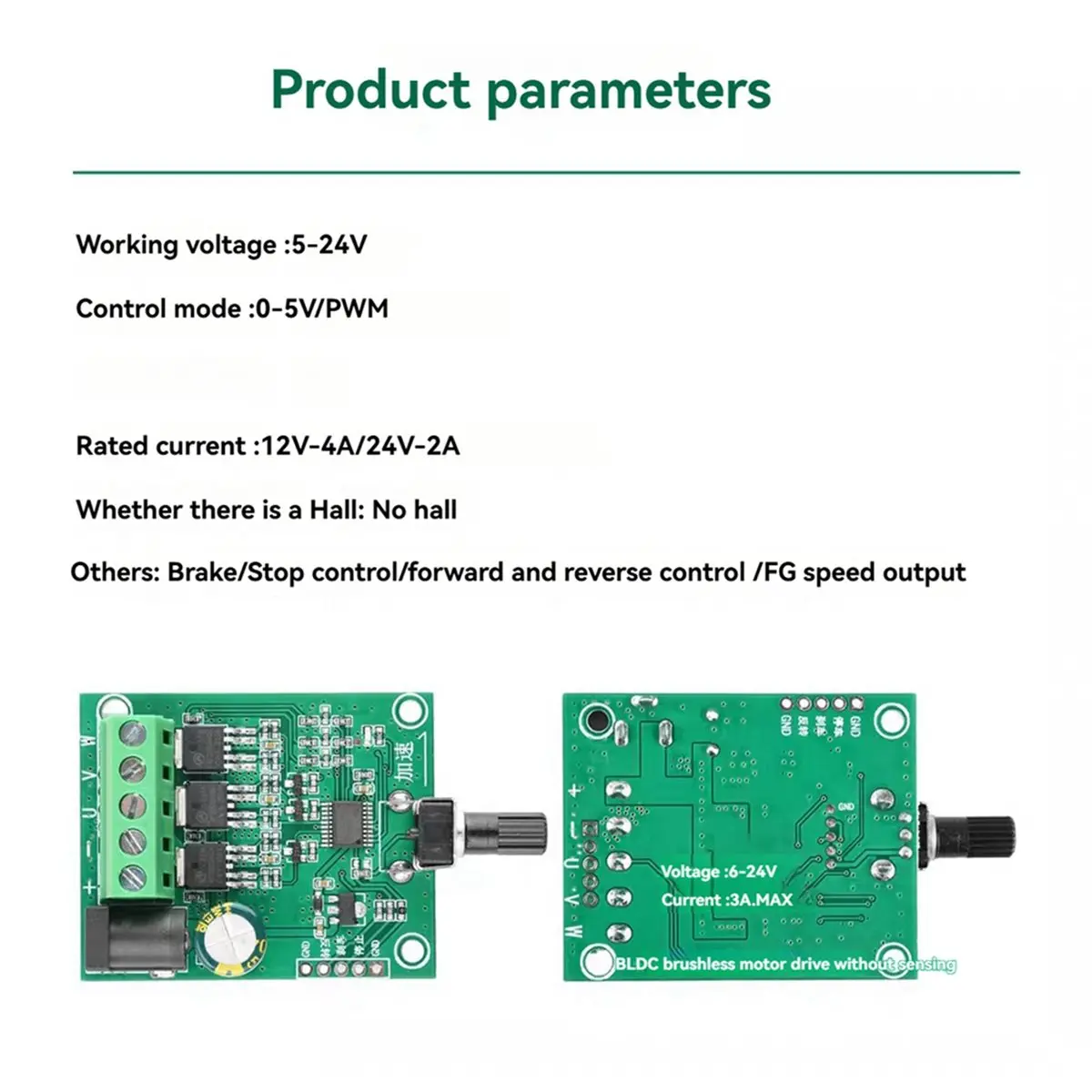 update. 2X DC5-24V/75W PWM Motor Speed Controller Brushless Motor Driver Board for ESC Hard Drive Fan Motor