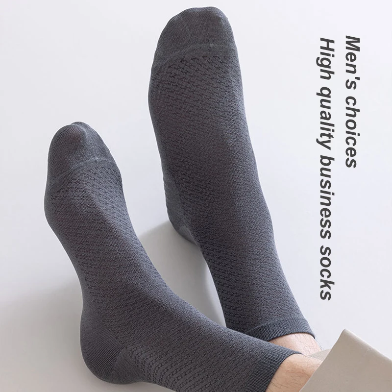 12 Pasang Kaus Kaki Serat Bambu Kaus Kaki Pria Kasual Bisnis Jaring Bernapas Anti-bakteri Nyaman Kaus Kaki Kualitas Tinggi Ukuran Pria EU38-45