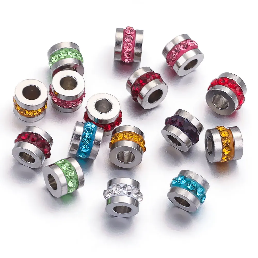 10pcs lot Hole 3mm Stainless Steel Bead Charms Zircon DIY Charm for Jewelry Making Accessories Supplies Bulk Items Wholesale