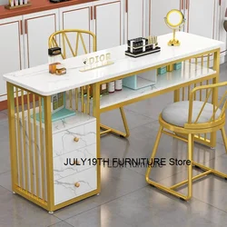 markii Nordic Japanese Nail Table Golden Simple Designer White Manicure Table Professional Exquisite Mesa De Manicure Furniture YX50ZJ