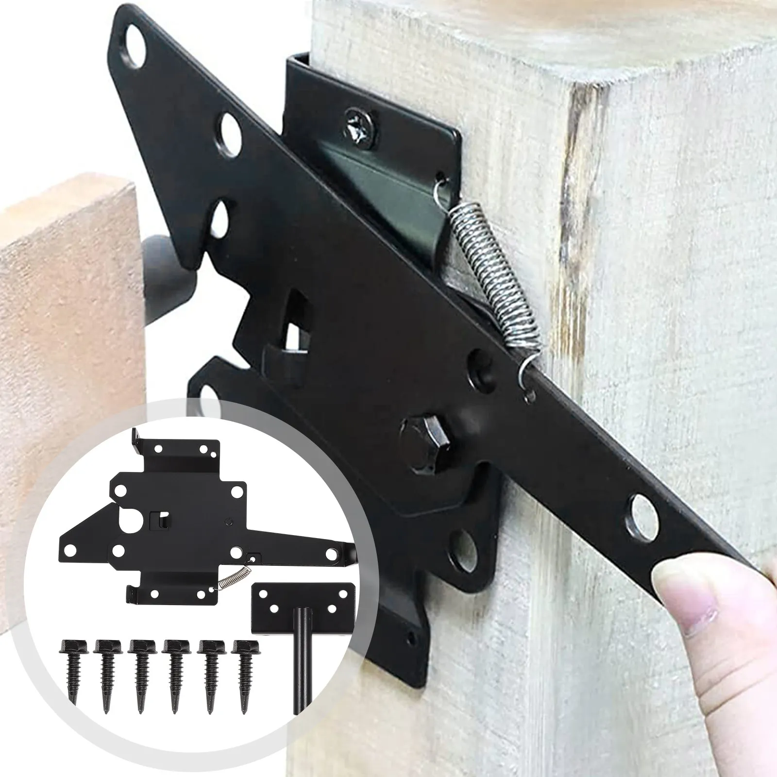 

Heavy Duty Stainless Steel Gate Latch for Wooden Metal Fences Yard Garden Pool Shed Doors Black Finish Auto Locking Smooth
