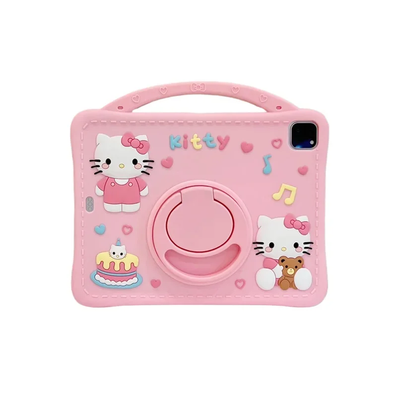 Sanrio Hello Kitty Protective Case For IPad Air 3 4 5 10th 10.9 2024 Mini 6 Pro 11 Cartoon With Pen Tray Rotating Silicone Cover