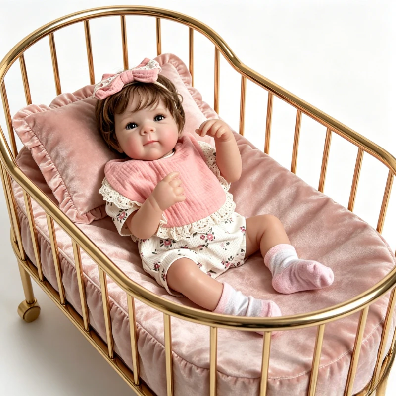 

Handmade Reborn Dolls 48cm Cute Full Silicone Body Girl Bettie with Hand-Rooted Brown Hair