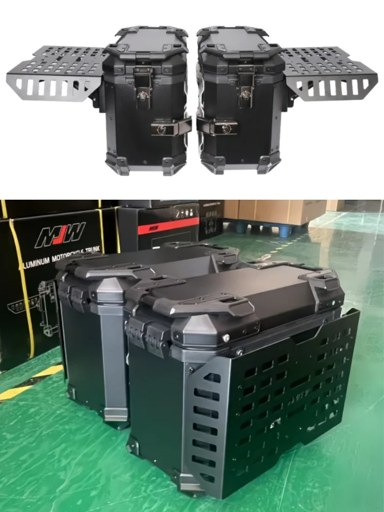 2 Stück Faltbare Motorrad-Seitenkoffer 38L Aluminium Motorrad-Seitengepäckkoffer Schnellverschluss-Satteltasche Wasserdichte Werkzeugbox