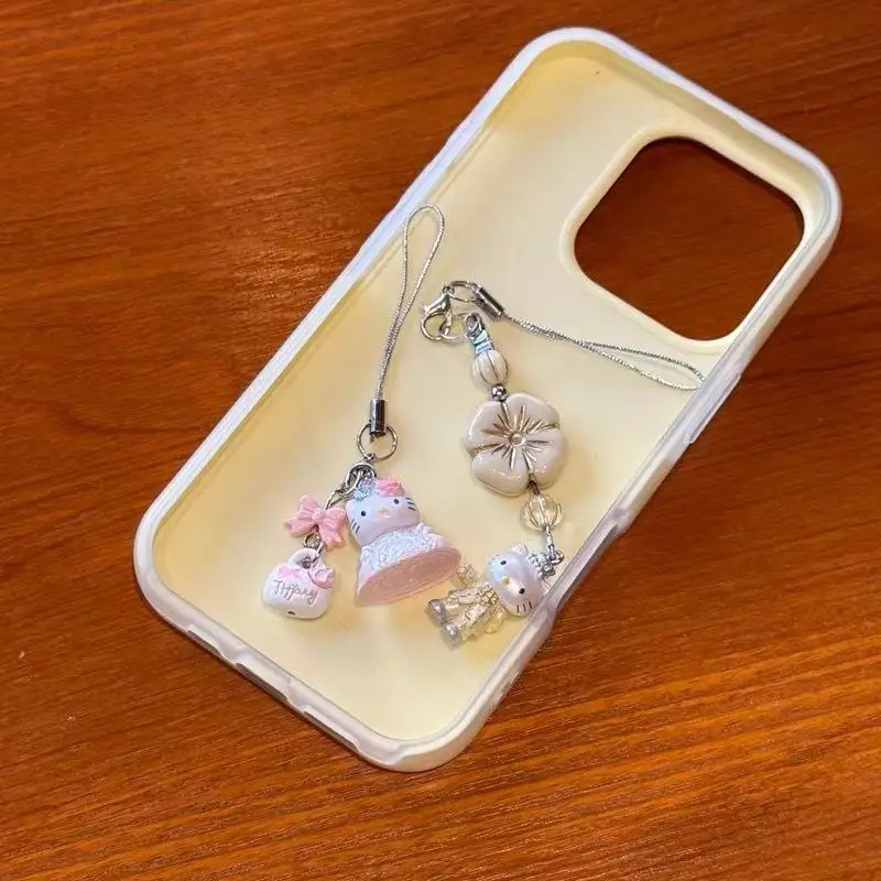 Kawaii Hellokitty Cordino per telefono Cartoon Anime KT Cat Catena per telefono Cuet Doll Ciondolo per fotocamera con ciondolo per telefono cellulare