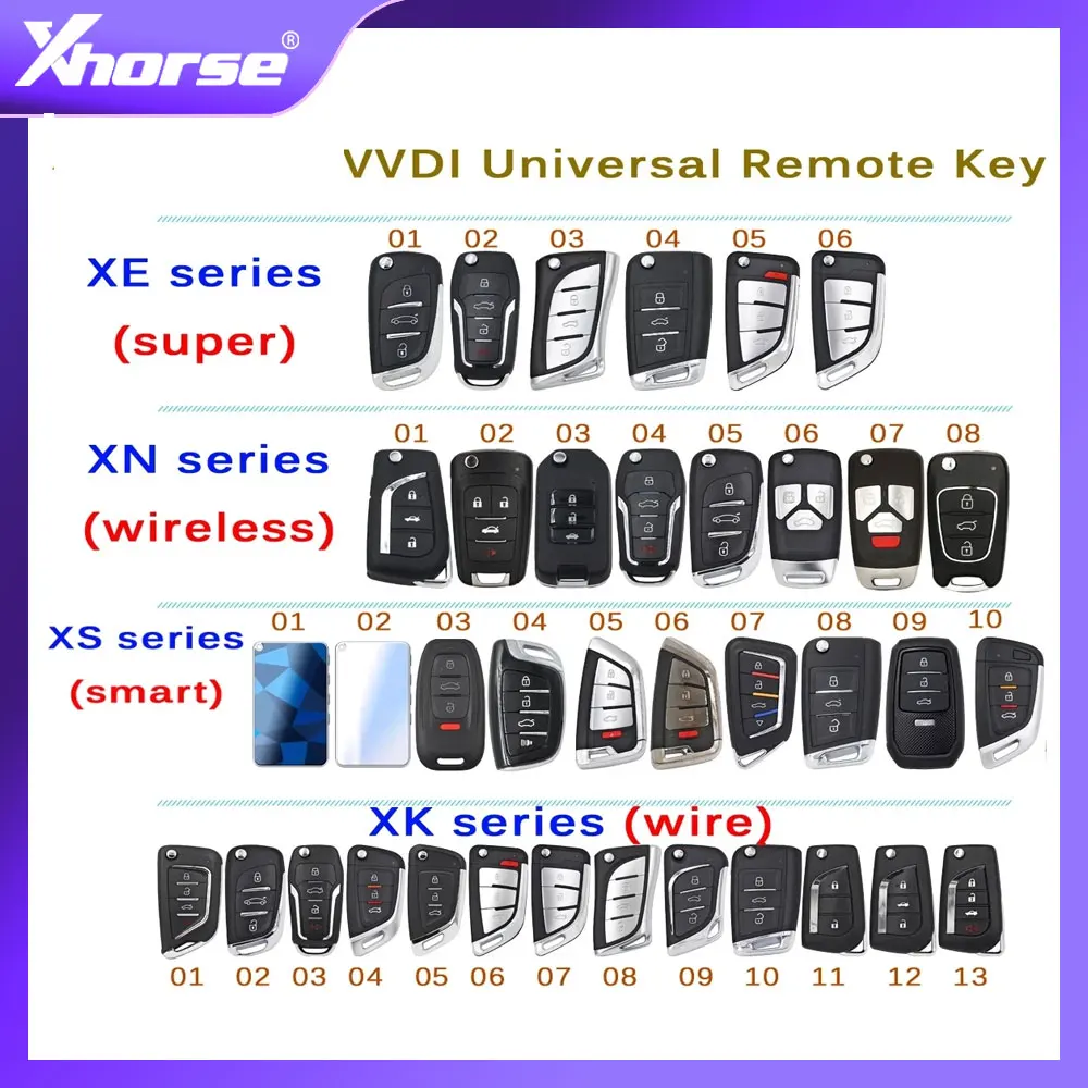 

XHORSE VVDI Universal Remote XS/XE/XN/XK Series Smart / Super / Wireless /Wire Car Key English Version for VVDI Key Tool