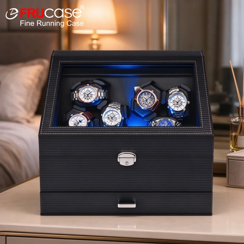 FRUCASE PU Watch Winder for automatic watches automatic winder 6+6 watches