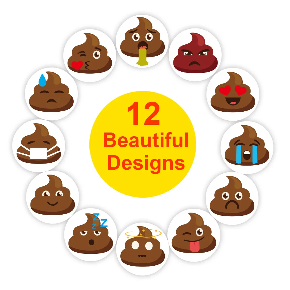 500pcs 2.5cm/1inch New Children Cute Poop Game Sticker DIY Gift Sealing Label Decoration Supplies