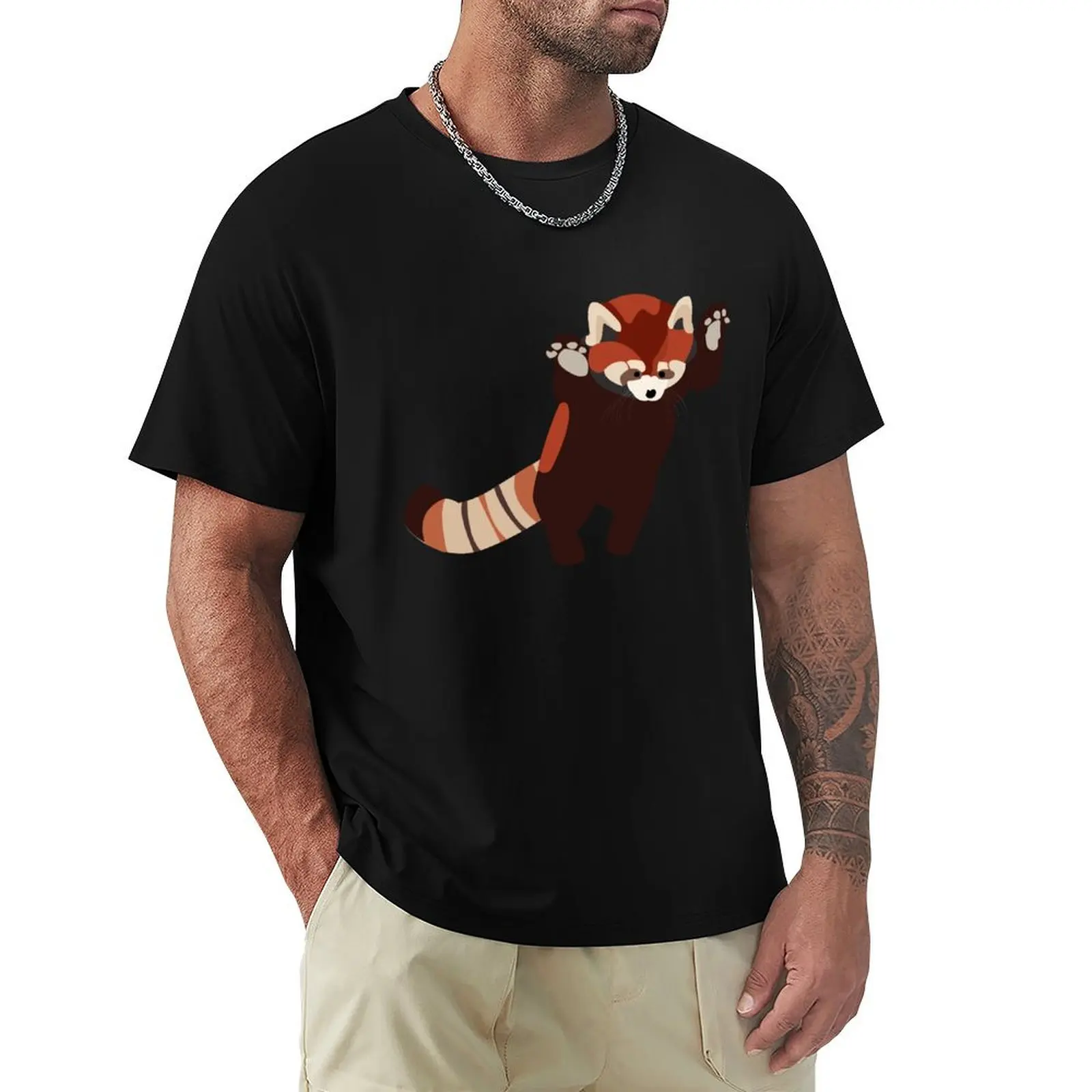 Jumping Red Panda T-Shirt Relaxed Casual Short Sleeve Tee