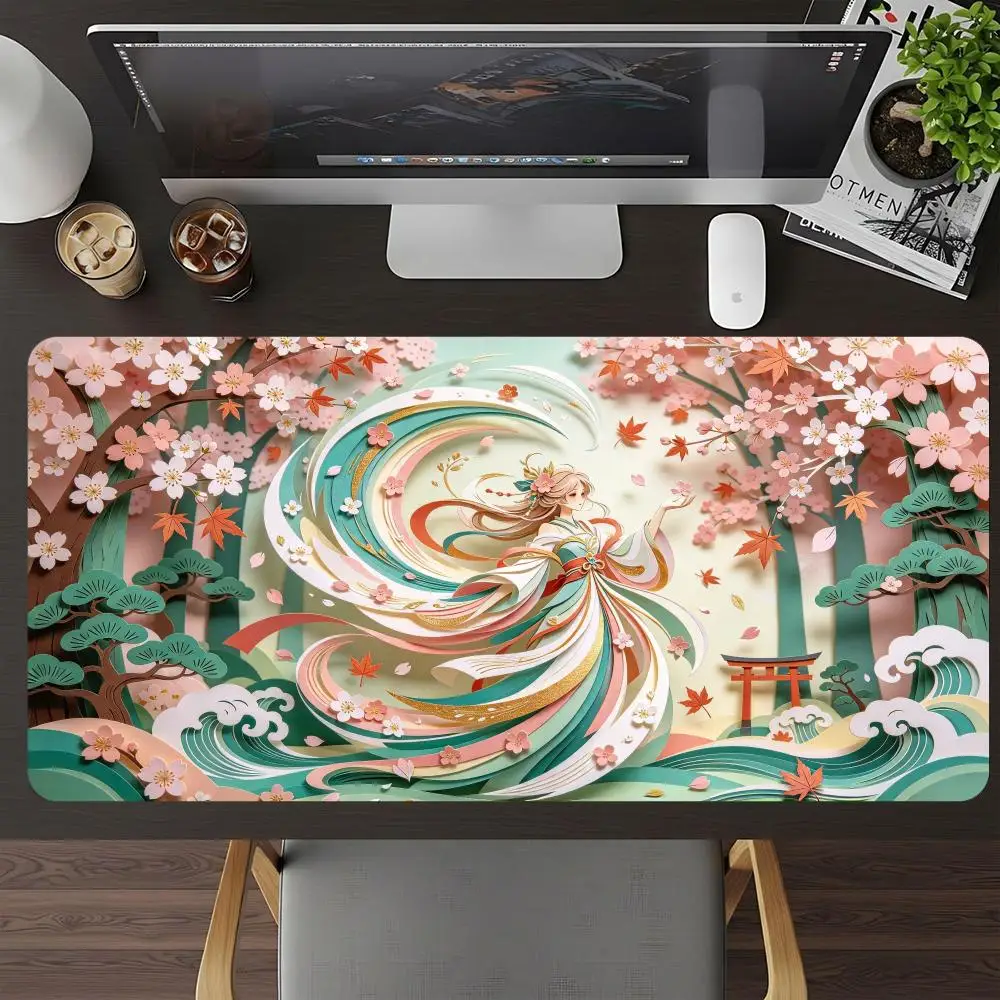 Sacred Sword Altar Torii Bamboo Table Mat Smooth Glide Thick Rubber Base Large Size For Esports Study Desk Decor