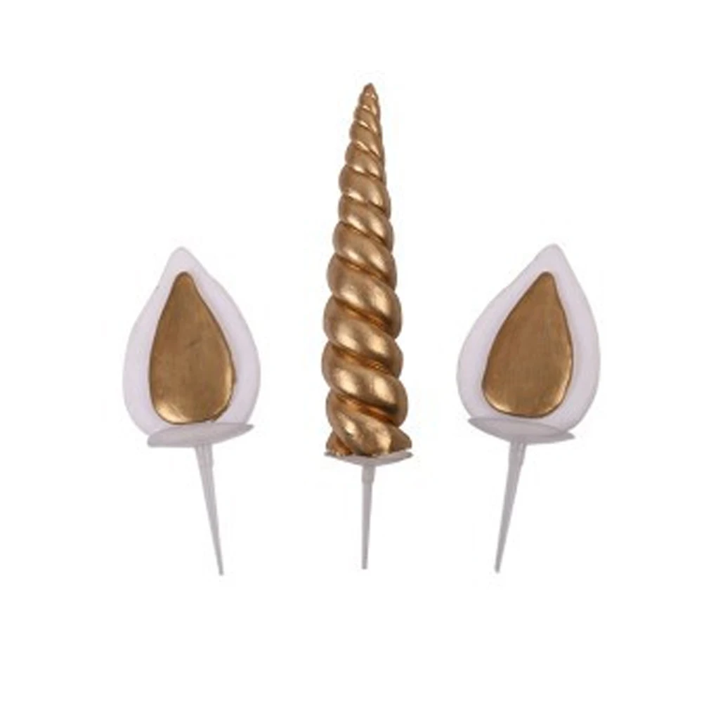 

3 PCS Unicorn Ear Card Insertion Cake Topper Decoration Three-dimensional Toppers