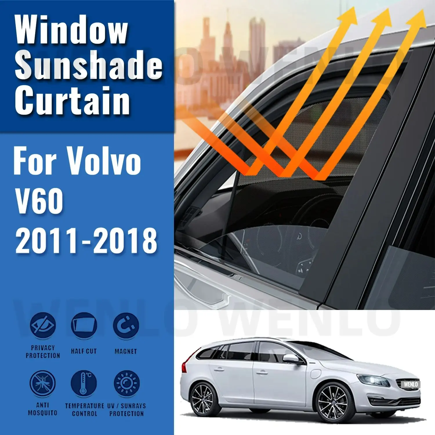 

For Volvo V60 2011-2018 V 60 Magnetic Sun Shade Car Sun Visor Front Windshield Curtains Summer Window Sunshade Auto Accesorries