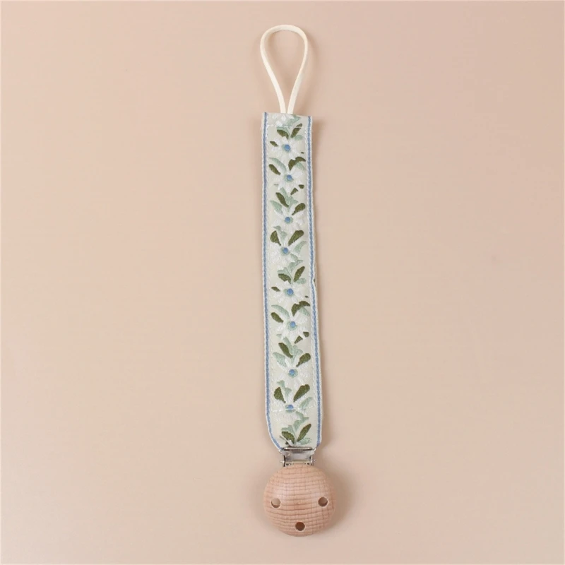 Embroidery Lace Baby Pacifier Clips New Floral Newborn Anti-drop Pacifier Clip Chain Dummy Nipple Holder Pacifier Soother Clips